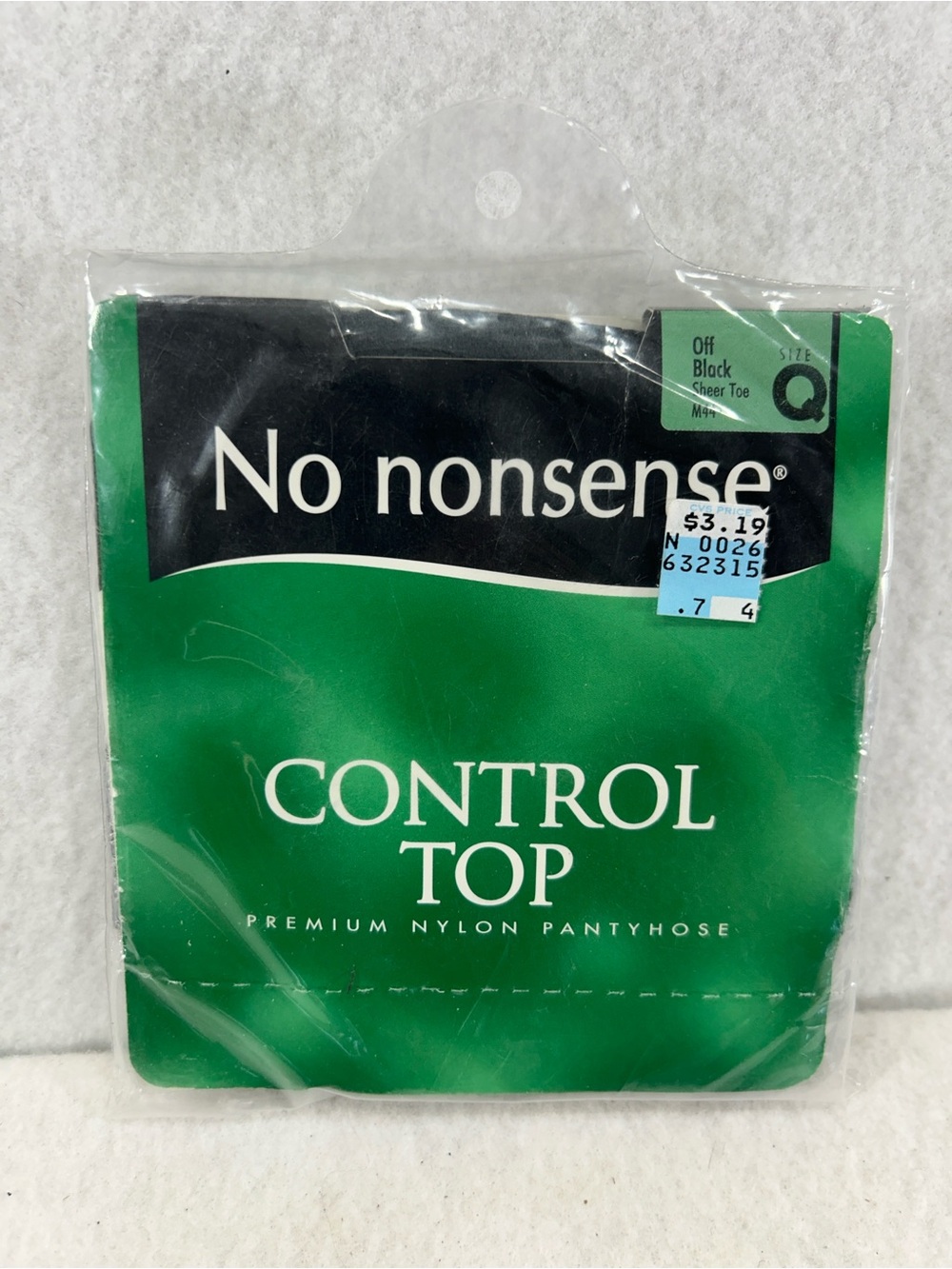 Vintage No Nonsense Control Top Pantyhose Size Q Off Black Sheer Toe NOS